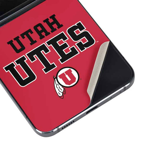 University of Utah Utes Text on Red Galaxy Z Flip5 5G Skin