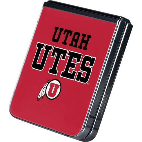 University of Utah Utes Text on Red Galaxy Z Flip5 5G Skin