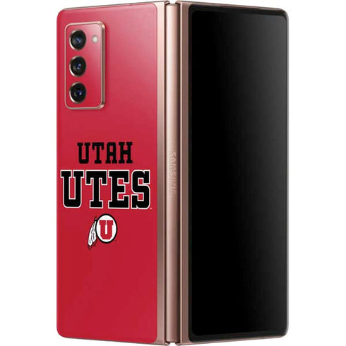 Utah Utes Text on Red Galaxy Z Fold2 5G Skin