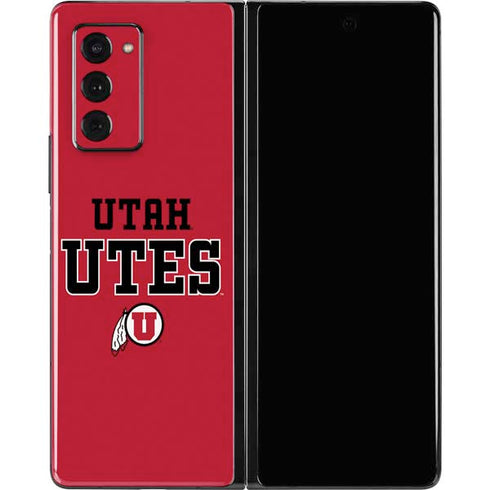 Utah Utes Text on Red Galaxy Z Fold2 5G Skin