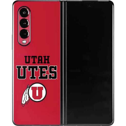 Utah Utes Text on Red Galaxy Z Fold3 5G Skin