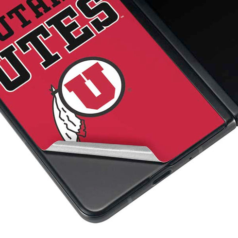 Utah Utes Text on Red Galaxy Z Fold3 5G Skin
