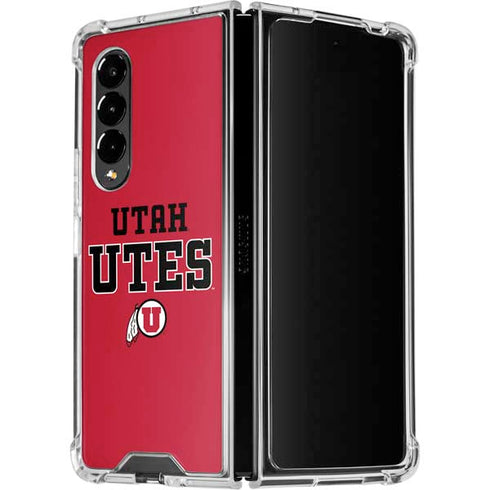 Utah Utes Text on Red Galaxy Z Fold4 5G Clear Case