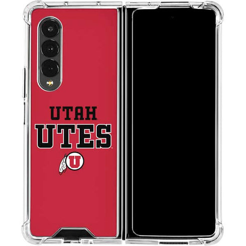 Utah Utes Text on Red Galaxy Z Fold4 5G Clear Case