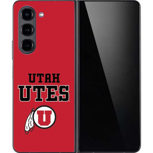 University of Utah Utes Text on Red Galaxy Z Fold5 5G Skin