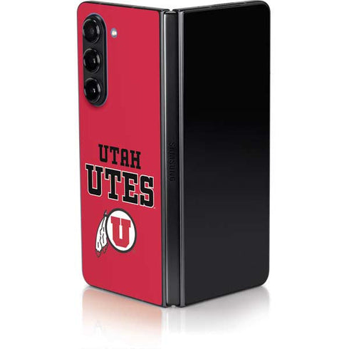 University of Utah Utes Text on Red Galaxy Z Fold5 5G Skin