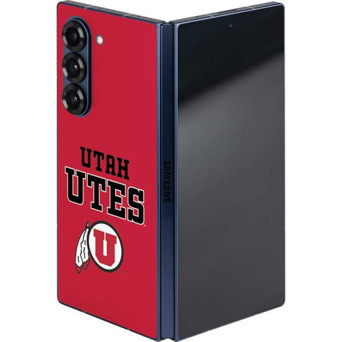 University of Utah Utes Text on Red Galaxy Z Fold6 Skin