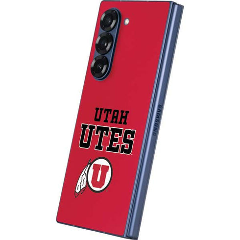 University of Utah Utes Text on Red Galaxy Z Fold6 Skin