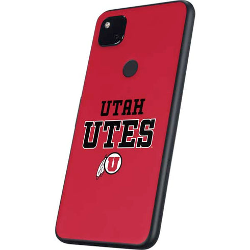 Utah Utes Text on Red Google Pixel 4a Skin