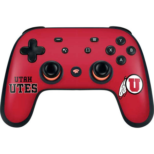 University of Utah Utes Text on Red Google Stadia Controller Skin