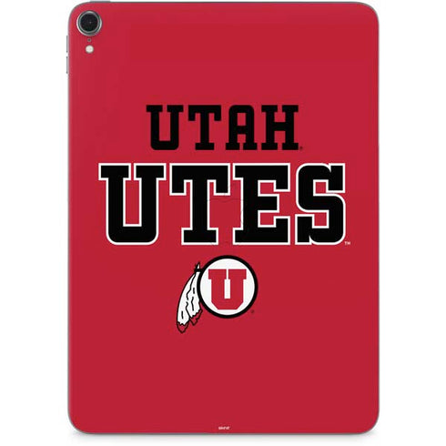 University of Utah Utes Text on Red Apple iPad Pro Skin