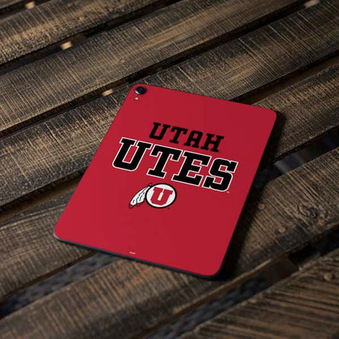 University of Utah Utes Text on Red Apple iPad Pro Skin