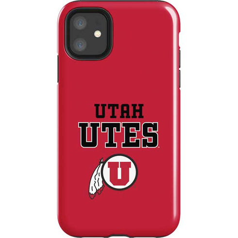 Utah Utes Text on Red iPhone 11 Impact Case