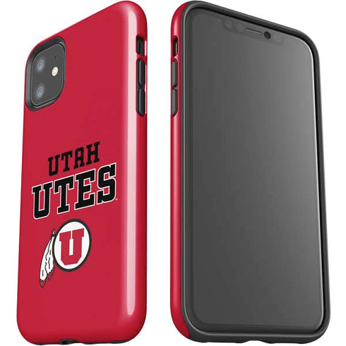 Utah Utes Text on Red iPhone 11 Impact Case