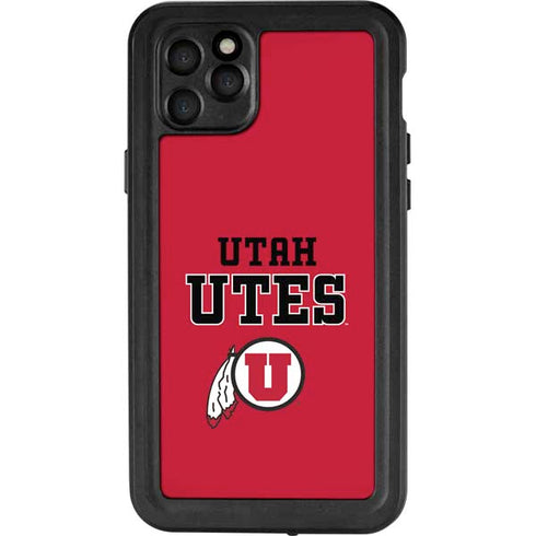 Utah Utes Text on Red iPhone 11 Pro Max Waterproof Case