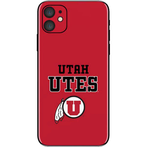 Utah Utes Text on Red iPhone 11 Skin