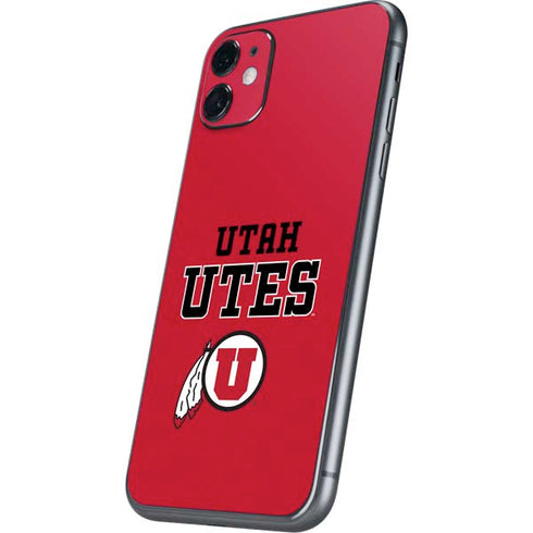 Utah Utes Text on Red iPhone 11 Skin