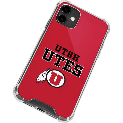 Utah Utes Text on Red iPhone 12 Clear Case