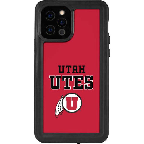 Utah Utes Text on Red iPhone 12 Pro Waterproof Case