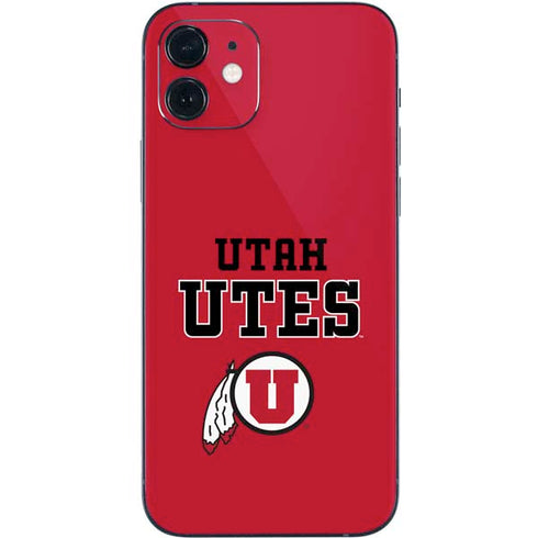 Utah Utes Text on Red iPhone 12 Skin