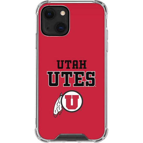 Utah Utes Text on Red iPhone 13 Mini Clear Case
