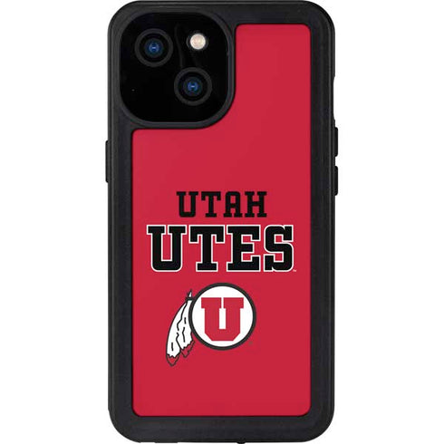 Utah Utes Text on Red iPhone 13 Mini Waterproof Case