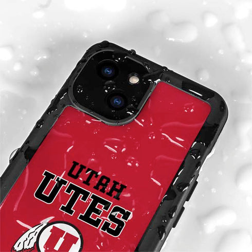 Utah Utes Text on Red iPhone 13 Mini Waterproof Case