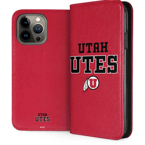 University of Utah Utes Text on Red iPhone 13 Pro Max Folio Case
