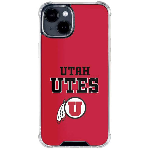 Utah Utes Text on Red iPhone 14 Plus Clear Case