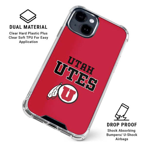 Utah Utes Text on Red iPhone 14 Plus Clear Case
