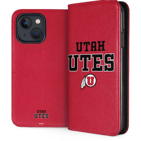 University of Utah Utes Text on Red iPhone 14 Plus Folio Case