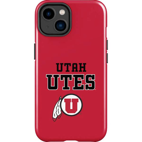 Utah Utes Text on Red iPhone 14 Plus Impact Case