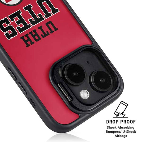 University of Utah Utes Text on Red iPhone 14 Plus Kickstand Case