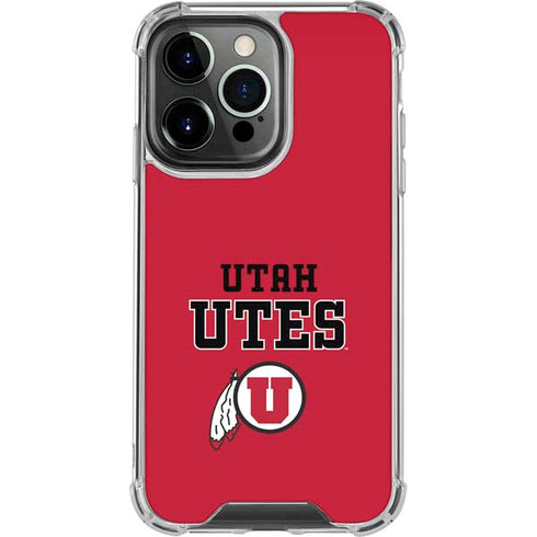 Utah Utes Text on Red iPhone 14 Pro Clear Case