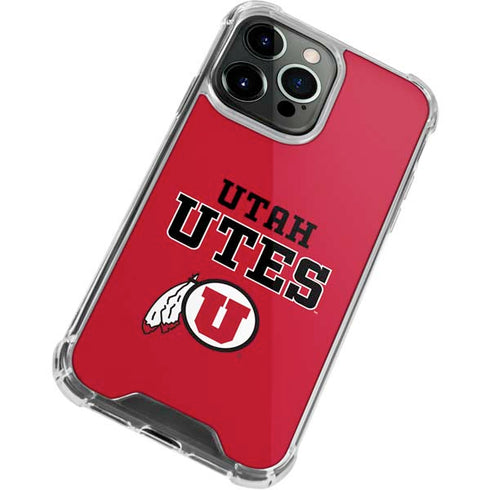 Utah Utes Text on Red iPhone 14 Pro Clear Case