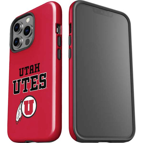 Utah Utes Text on Red iPhone 14 Pro Impact Case