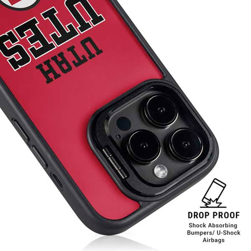 University of Utah Utes Text on Red iPhone 14 Pro Kickstand Case