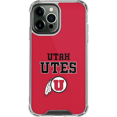 Utah Utes Text on Red iPhone 14 Pro Max Clear Case