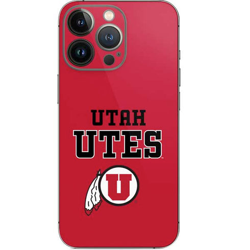 Utah Utes Text on Red iPhone 14 Pro Skin