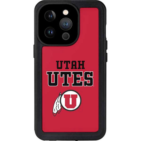 Utah Utes Text on Red iPhone 14 Pro Waterproof Case
