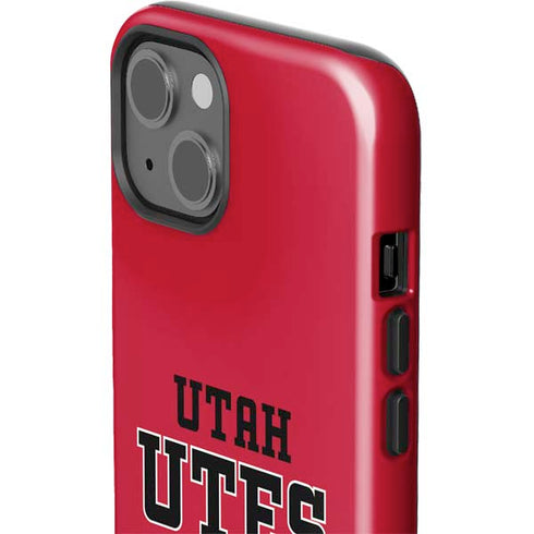 University of Utah Utes Text on Red iPhone 15 Impact Case
