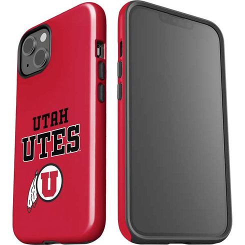 University of Utah Utes Text on Red iPhone 15 Impact Case