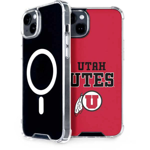 University of Utah Utes Text on Red iPhone 15 Plus MagSafe Case