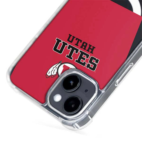 University of Utah Utes Text on Red iPhone 15 Plus MagSafe Case