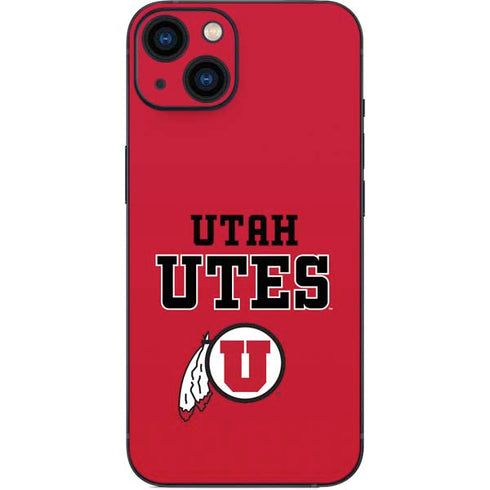 University of Utah Utes Text on Red iPhone 15 Plus Skin