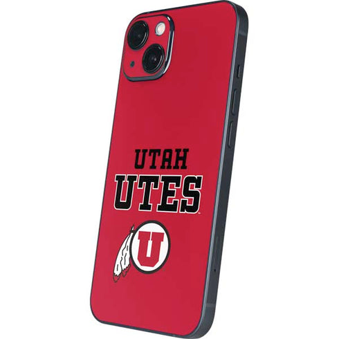 University of Utah Utes Text on Red iPhone 15 Plus Skin