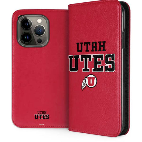 University of Utah Utes Text on Red iPhone 15 Pro Folio Case