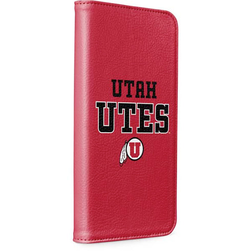 University of Utah Utes Text on Red iPhone 15 Pro Folio Case