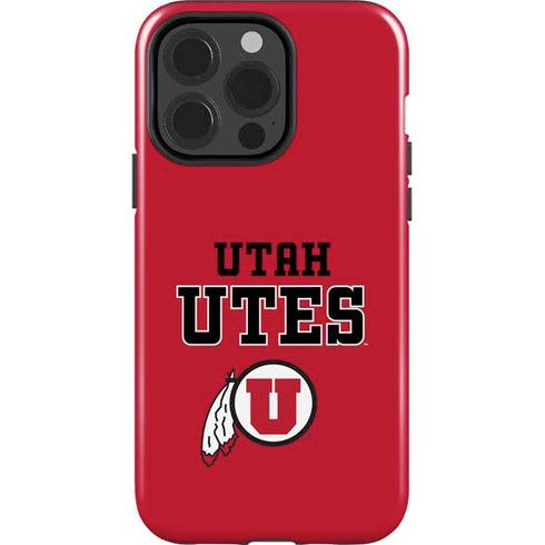 University of Utah Utes Text on Red iPhone 15 Pro Impact Case