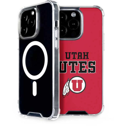 University of Utah Utes Text on Red iPhone 15 Pro MagSafe Case